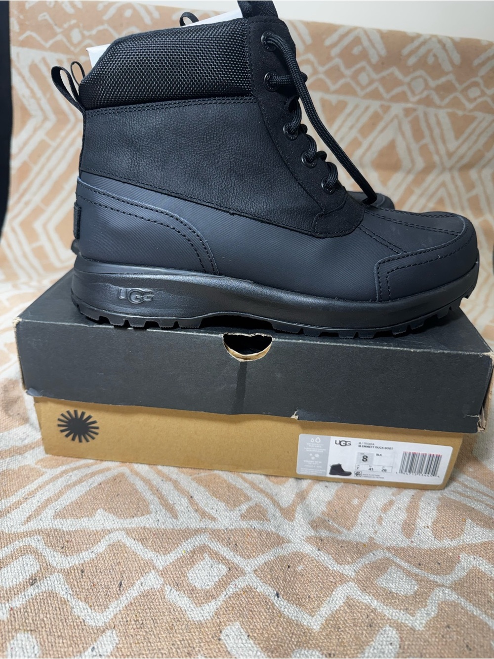 UGG Men's Black Lace-Up Waterproof Winter Boot